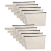 Picture of Sinzip 10 Pieces Cotton Canvas Makeup Bag with Bottom and Strap, Multi-Purpose Cosmetic Bag with Zipper Travel Toiletry Pouch, Blank DIY Craft Bag Pencil Bag (White, XS) (MN-WB07)