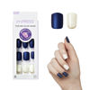 Picture of KISS imPRESS No Glue Mani Press On Nails, Design, 'Chasing Stars', Blue, Short Size, Squoval Shape, Includes 30 Nails, Prep Pad, Instructions Sheet, 1 Manicure Stick, 1 Mini File