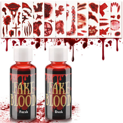 Picture of Fake Blood Kit Halloween Makeup Kit Tattoo Stickers Waterproof Scar Wound Tattoos (Fake Blood Tattoo Kit 12 pcs)