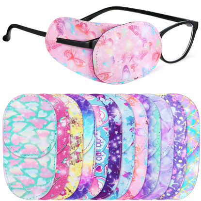 Picture of Newcotte 12 Pcs Eye Patch for Kids Girls Boys Reusable Eye Patch for Glasses over the Lens Colorful Eye Patch Toddler Eye Patch Adorable Kids Eye Patches Assorted Eye Patch Cover (Mermaid)