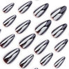 Picture of Black Press on Nails Almond Fake Nails Medium False Nails with Chrome Design Glue on Nails Solid Color Acrylic Nails Glossy Full Cover Stick on Nails Reusable Artificial Nails for Women Manicure 24Pcs