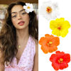 Picture of 4Pcs Hawaiian Flower Hair Clips for Women,Plumeria Hibiscus Hair Clips Rose Hair Barrettes 3.5 Inch Artificial Flower Clips,Hair Accessories for Vacation Beach Party, Boho Clips for Girls Wedding