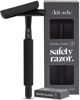 Picture of Kitsch Double Edge Safety Razor for Women & Men, with 5 Safety Razor Blades Refills, Extra-Long Hande & Silicone Cap, One Blade Razor for Shaving, Reusable Travel Essentials Single Blade Razor, Black