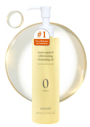 Picture of NOONI Facial Cleanser - Snow Aqua 0 LHA Toning Cleansing Oil | Makeup Blackhead Remover, Pore Care Control, Glass Skin, Helps Control Sebum, Revitalizing Care, 6.76 FL.Oz (200 ml)