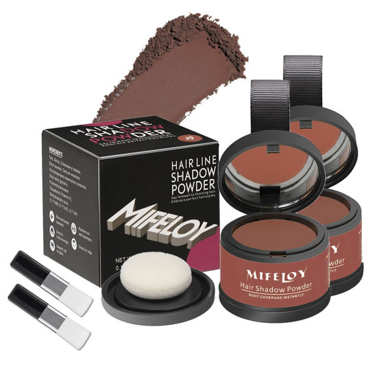 Picture of Mifeloy 2 Pack Root Touch Up Shadow Powder, Gray Hair Cover Up, Women Color Root Coverage Powder for Thinning Grey Hairline, Men Instantly Concealer Hair Loss Beard Line Eyebrow, Auburn