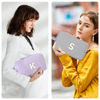 Picture of Huifen Personalized Initial Makeup Bag A-Z, Travel Toiletry Bag Cute Makeup Pouch Cosmetic Bag Preppy Make Up Bag Large Makeup Organizer Bags Birthday Gifts for Women Girls Friends (Purple, A)
