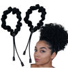 Picture of 2 Pcs Adjust Satin Hair Scrunchies for Women Girls, Adjustable Hair Ties Soft Than Silk for 4c Girlie Thick Curly Natural Hair, Easy to Use Hair Accessories for Afro Puff Loc Ponytails (black)