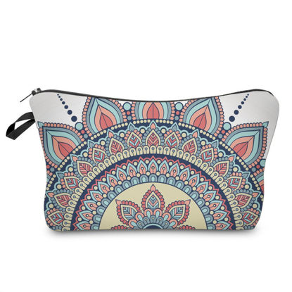 Picture of Deanfun Cosmetic Bag for Women, Mandala Flowers Waterproof Makeup Bags Roomy Toiletry Pouch Travel Accessories Gifts (50965)