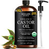 Picture of Organic Castor Oil Glass Bottle for Hair Growth, Face, Scalp, Skin | USDA Certified | 100% Pure Castor Oil Organic Cold Pressed Unrefined, Moisturizing & Multipurpose Castor Oil for Face - 16 fl oz