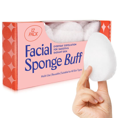 Picture of [12 Pack] Regular Exfoliating Facial Sponge for Face - Daily Cleansing Face Scrubber - Exfoliating Pads - Puf for Removing Makeup, Dirt, and Dead Skin - Reusable Face Pads Buf Dirt Away
