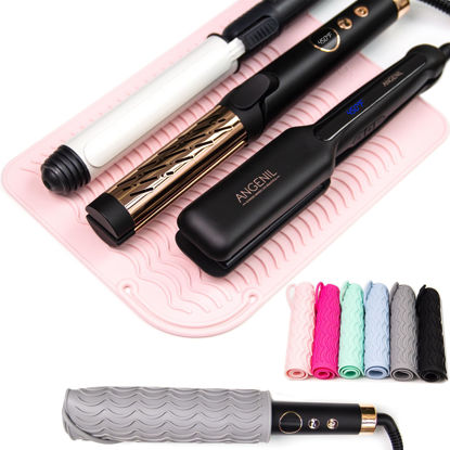 Picture of ANGENIL Pro Large Heat Resistant Silicone Mat Sleeve Pad for Curling Iron, Tourmaline Ceramic Titanium Hair Straightener, Straightening Flat Iron, Hair Curler, Travel Mat Case Large Size 11.02" x 7.9"