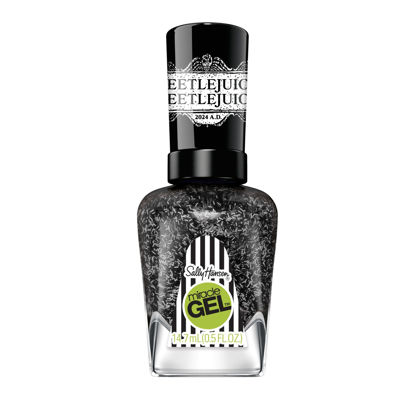 Picture of Sally Hansen Miracle Gel™, Beetlejuice Ghost with the Most, Long Lasting, Gel-Like Formula, No UV Lamp Needed, Black Glitter Nail Polish