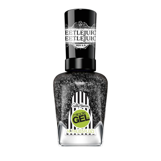 Picture of Sally Hansen Miracle Gel™, Beetlejuice Ghost with the Most, Long Lasting, Gel-Like Formula, No UV Lamp Needed, Black Glitter Nail Polish
