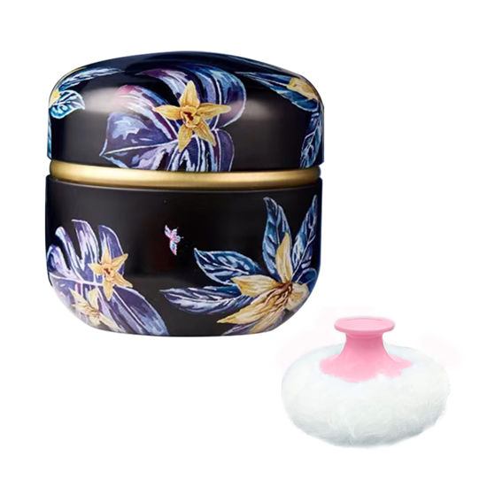 Picture of Qopoto Body Powder Puff and Container for Dusting Powder, Women Powder Puff and Powder Case for Bath and Travel (Procumbens Flowers)