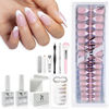 Picture of SXC Cosmetics French Tip Press On Nails Pink Series, Medium Almond X-Pro Tips Starter Kit