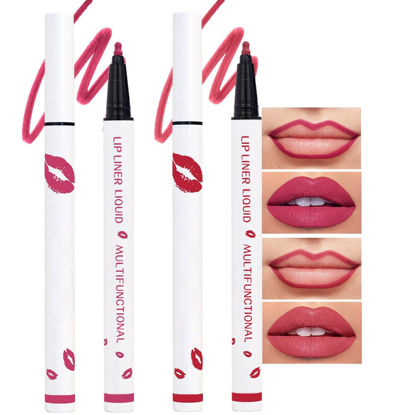 Picture of Kaely 2Pcs Pink Red Matte Lip Tint Stain Marker Pen,Liquid Lipstick & Lip Liner Pencil,Long Lasting Waterproof 24 Hour Lip gloss for Women,tinta para labios labiales mate 24 horas originales,02+04