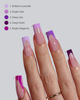 Picture of BTArtboxnails XCOATTIPS Purple French Tip Press On Nails - Long Press On Nails Square, Soft Gel Nail Tips, 150Pcs Soak Off Acrylic Pink Fake Nail Extension in 15 Sizes