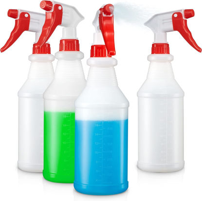 Picture of SUPER+ 4 Pack Plastic Spray Bottles 24 OZ - Leak Proof, Adjustable Nozzle, Empty Spray Bottles For Cleaning Solutions, Plants, Pet, Or Diy Spray Bottle (4)