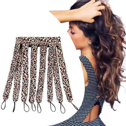 Picture of JYHi Heatless Hair Curler Rod Headband Skin No Heat Hair Curls for Long Hair with Removable Adjustable Straps Sleep in Over Night Heatless Curling Hair Roller for Women Girls Leopard Print