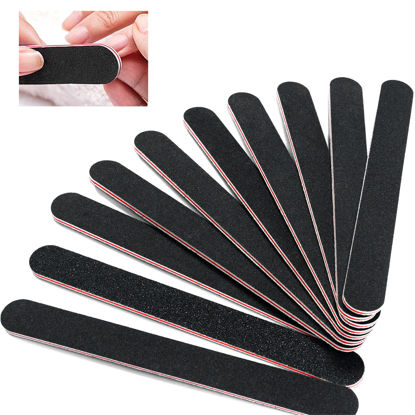 Picture of 10 PCS Professionelle Double Sided 100/180 Grit Nail Files Emery Board Black Manicure Pedicure Tool and Nail Buffering Files