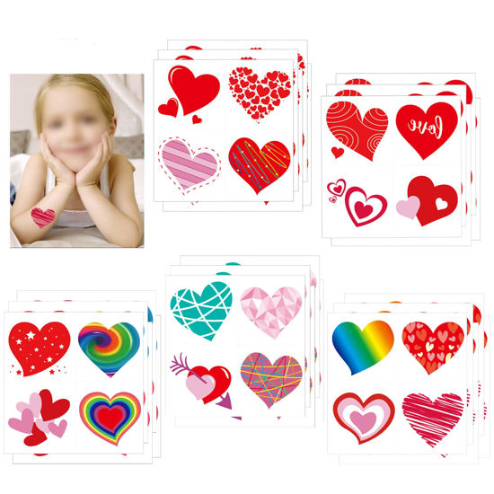 Picture of Valentines Heart Tattoos(100PCS),Konsait Valentine’s Day Temporary Tattoos Red Heart Tattoos for Kids Girls Boys Valentine’s Day Party Favor Supplies Kids School Gifts Goody Bag Filler Teachers Prizes