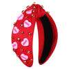 Picture of Valentine’s Day Heart Headbands for Women Valentine’s Day Accessories Jeweled Beaded Heart Knotted Headband Pink Red Rhinestone Wide Top Knot Headband Valentine Party Favors Gifts (Heart Headband 5)