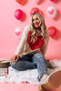 Picture of Valentine’s Day Heart Headbands for Women Valentine’s Day Accessories Jeweled Beaded Heart Knotted Headband Pink Red Rhinestone Wide Top Knot Headband Valentine Party Favors Gifts (Heart Headband 5)