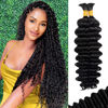 Picture of Human Braiding Hair for Boho Braids, Deep Wave Bulk Boho Braids Human Hair for Boho Knotless Braids Curly Bohemian Water Wave Boho Hair for Braiding 70g 16 Inch Natural Color (2 No Weft Bundles/Pack)