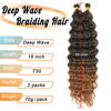 Picture of Eerya Long Curly Braiding Hair 18 Inch 2 Packs Ocean Wave Crochet Hair for Black Women Deep Wave Braiding Hair for Boho Braids（18 inch, T1B/30）