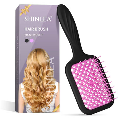 Picture of SHINLEA Vented Detangling Brush for Curly Thick Hair, Wave-Shaped Bristles for Scalp Massage, Anti-Tangle Hairbrush for Women, Men and Teens, Purple