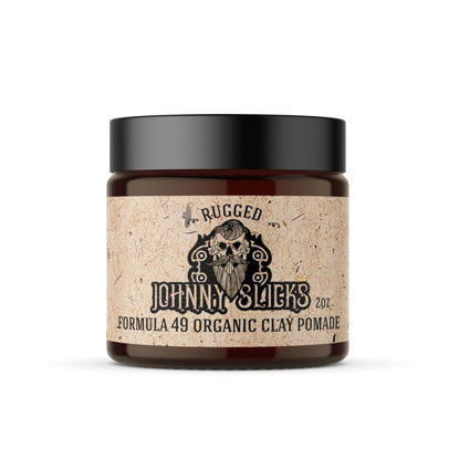 Picture of Johnny Slicks Formula 49 Clay All Organic Pomade | Firm Hold & Matte Finish (Promotes Healthy Hair Growth, Helps Hydrate Dry Skin), Rugged 2-ounce