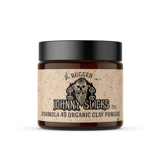 Picture of Johnny Slicks Formula 49 Clay All Organic Pomade | Firm Hold & Matte Finish (Promotes Healthy Hair Growth, Helps Hydrate Dry Skin), Rugged 2-ounce