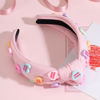 Picture of Valentine's Day Heart Candy Embellished Pink Headband Conversation Love Heart Charm Knotted Headband Non Slip Wide Top Knot Fashion Hairband Hair Accessories Party Gift for Women (pink)