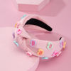 Picture of Valentine's Day Heart Candy Embellished Pink Headband Conversation Love Heart Charm Knotted Headband Non Slip Wide Top Knot Fashion Hairband Hair Accessories Party Gift for Women (pink)