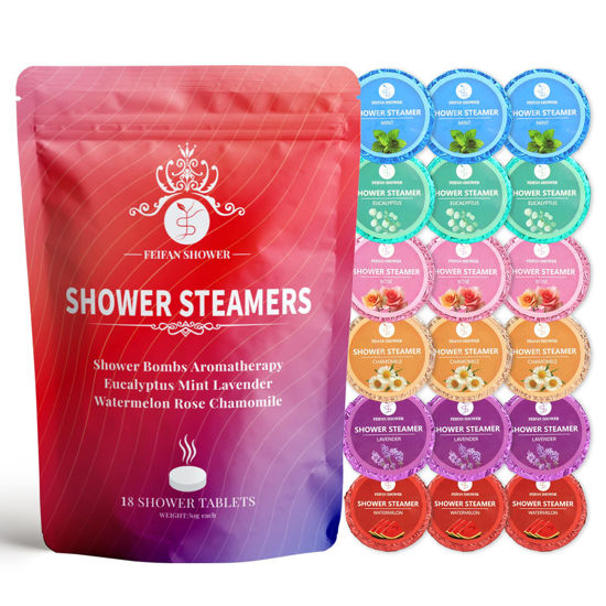 Picture of Shower Steamers Aromatherapy, 18-Pack Shower Bombs Valentines Day Gifts for Her Him Daughter Wife, Organic Eucalyptus Mint Rose Lavender Chamomile Watermelon Essential Oil, Birthday Gifts for Women