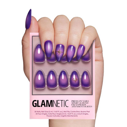 Picture of Glamnetic Press On Nails - Tarot | Short Almond Purple Nails with Ombre Design, Reusable Stick On Fake Nails with Glue | Salon Quality | 15 Sizes - 30 Nail Kit