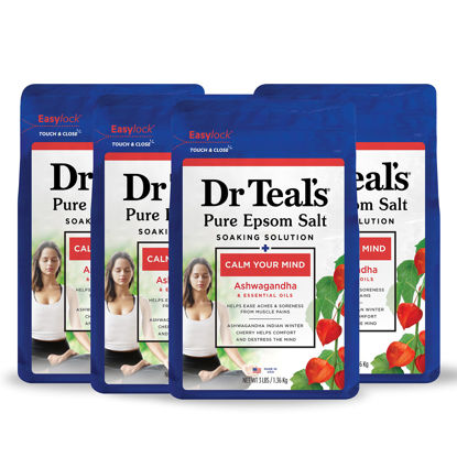 Picture of Dr Teal's Pure Epsom Magnesium Salt Soak,, Ashwagandha & Essential Oils, 3 lbs (Pack of 4)