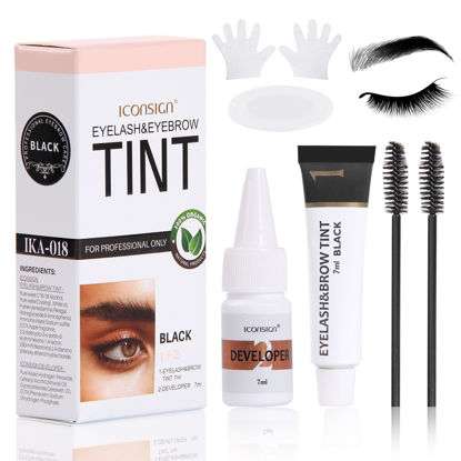 Picture of 2 in 1 Purely Natural Eyebrow Tint, Professional Eyelash & Eyebrow Tinting Kit, Instant Eyebrow Dye Lasting for 4-6 Weeks, DIY Brow Tint for Salon and Home Use (Natural Black)