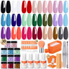 Picture of Modelones 20 Colors Dip Powder Nail Kit Starter-Ocean Nude Style Nail Dip Kit Color for DIY Manicure, Acrylic Dipping Powder Kit System with Essential Liquid Activator Dip Base and Top for Beginner