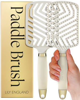 Picture of Lily England Beauty Gift Set for Women - Professional Hair Brush for Women for Detangling, Styling & Blow Drying for All Hair Types - Flexible with Open Vented Design, Gel Handle (Beige, Pack of 1)