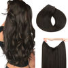 Picture of HOTBANANA Wire Hair Extensions, 20 inch 110g Dark Brown Fish Line Hair Extensions Real Human Hair Straight Invisible Wire Hair Extensions Remy Hair Extensions