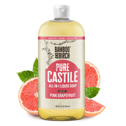 Picture of BAMBOO AND BIRCH Pure Castile Soap Liquid Organic, Certified Palm Oil Free Natural Soap, Citrus Grapefruit, 32 oz