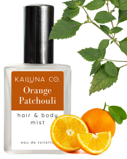 Picture of Orange Patchouli Natural Hair & Body Mist Spray, Pure Essential Oils, Alcohol-Free, Handmade in California, 0.5Fl Oz