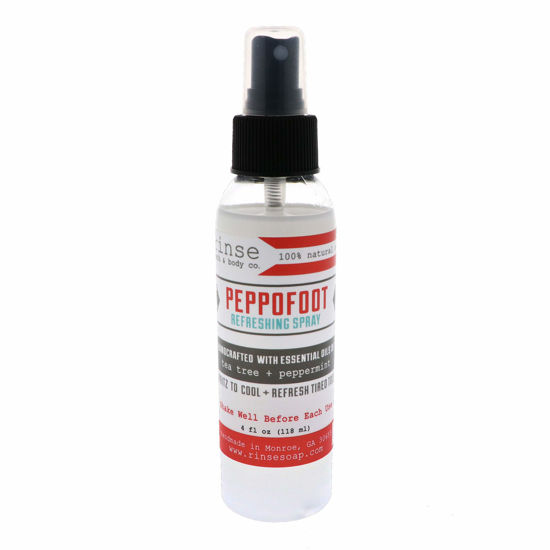 Picture of Rinse Bath & Body Peppofoot Peppermint Foot Spray - Handmade Peppermint & Tea Tree Foot spray with Essential Oils | Cooling, Refreshing & Moisturizing | Gluten Free| All Natural Herbal Foot Spray |4oz