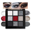 Picture of CAKAILA Smokey Black Red Eyeshadow Palette,9 Colors Dark Shimmer Matte Metallic Makeup Pallet,Pigmented Make Up Kit for Halloween Parties Christmas Joker Vampire Clown,Long Lasting Waterproof