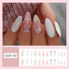 Picture of Almond Press on Nails White Snowflake Fake Nails Medium Length Christmas False Nails with Glitter Rhinestone Design Reusable Winter Nails Press ons Acrylic Glue on Nails Cute Stick on Nails for Women