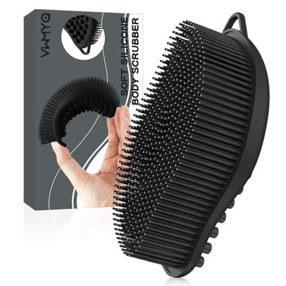 Picture of Silicone Body Scrubber - Exfoliating Body Scrubber for Men and Women, Soft Dual-Sided Shower Brush for Body Clean and Massage, Gentle Bath Brush Lathers Well for All Kinds of Skin