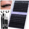 Picture of Geeneiya Wispy Lash Clusters Kit 70D+90D Lash Extension Kit 10-18mm Natural Cluster Eyelash Extensions Kit Individual Lashes with Waterproof Lash Bond and Seal Glue, Lash Tweezers (300PCS)
