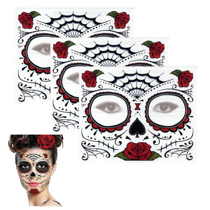Picture of Sugar Skull Temporary Tattoo Rose Design (3 Tattoo Kits)