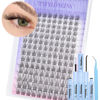 Picture of TNFVLONEINS Lash Clusters Kit Natural Eyelash Extension Kit Wispy Lash Extension Kit C Curl Cluster Eyelash Extensions Individual Lashes Kit DIY Eyelash Clusters Kit with Bond and Seal and Tweezers